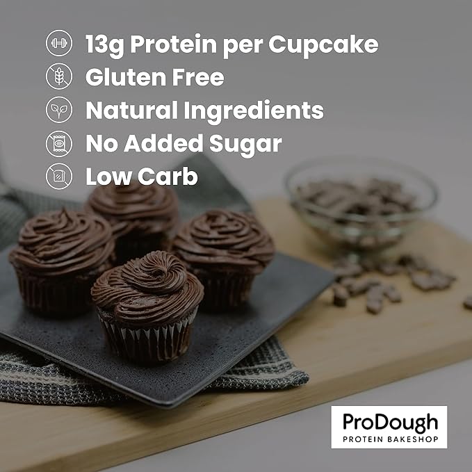 ProDough High Protein- Gluten Free Cupcake Mix, Low Carb, 13g of Protein per Cupcake, No Added