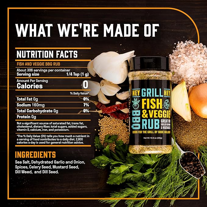 Hey Grill Hey | Fish & Veggie Rub | Fish Seasoning | Seafood & Vegetable seasoning | Salmon Rub