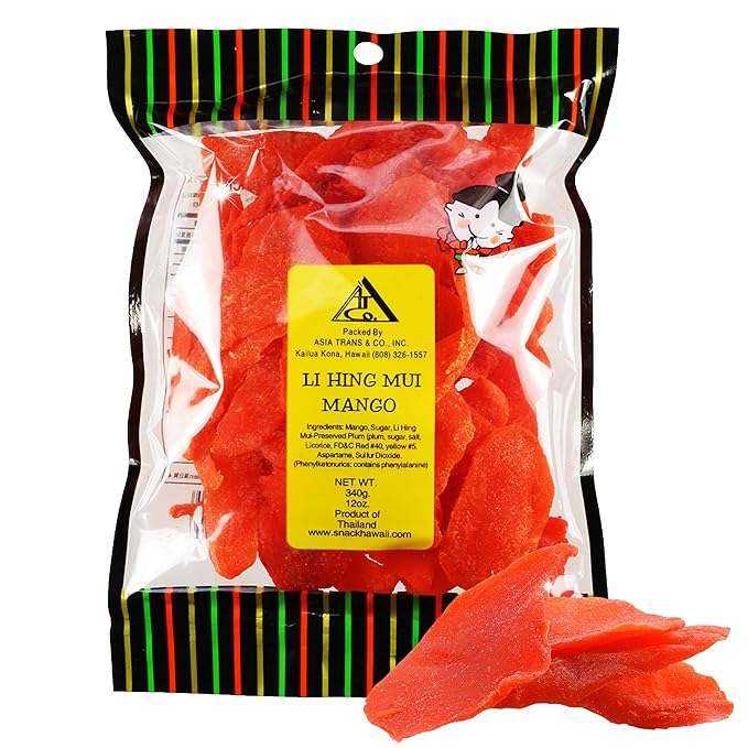 Asia Trans Li Hing Mui Dried Mango | Hawaiian Favorite | Naturally Sweet Dried Fruit Candy with