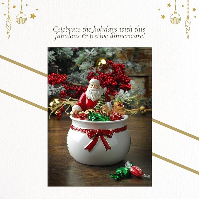 Spode Christmas Tree Candy Bowl - 7.5-Inch Earthenware Bowl for Candy, Nuts, Potpourri, Holiday