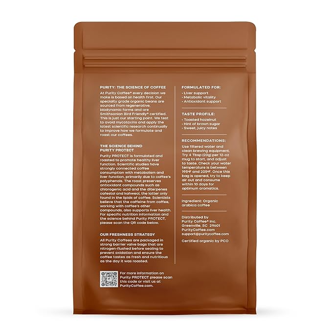 Purity Coffee PROTECT Light-Medium Roast Ground Coffee for Liver Vitality - USDA Organic and
