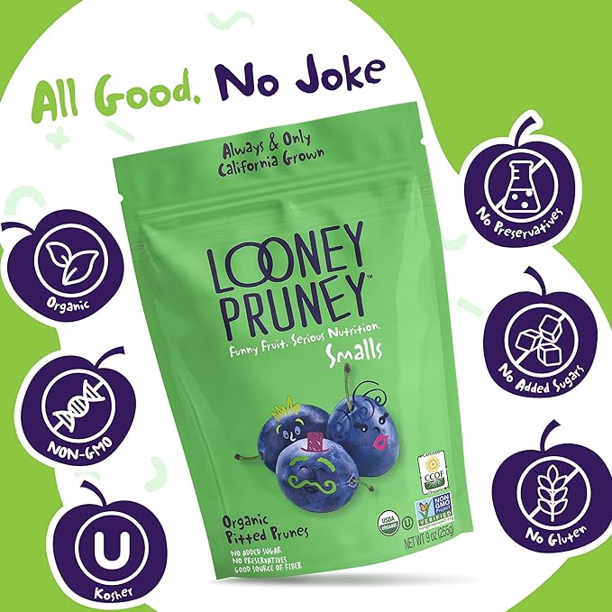 Looney Pruney Smalls Fruit Snacks | Naturally Sweet Bite-Sized Prunes | Organic Fruit Snack Packs