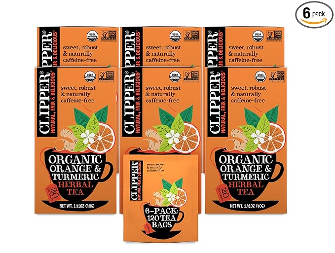 Clipper Tea, Orange & Turmeric, Organic Tea with Licorice Root, Orange Peel and Hibiscus, Plant