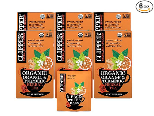 Clipper Tea, Orange & Turmeric, Organic Tea with Licorice Root, Orange Peel and Hibiscus, Plant