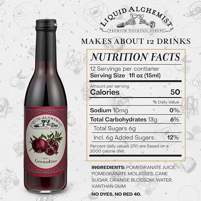 Liquid Alchemist Grenadine Syrup for Cocktails - Real Ingredients Make our Pomegranate Syrup the