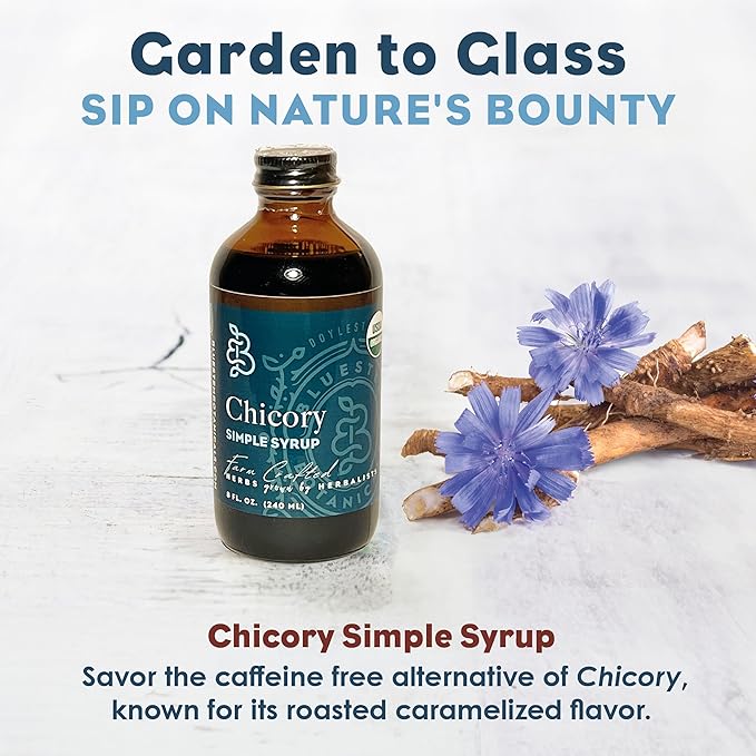 Bluestem Botanicals Organic Chicory Simple Syrup, 8 oz, Cocktail and Mocktail Mixer for Drinks