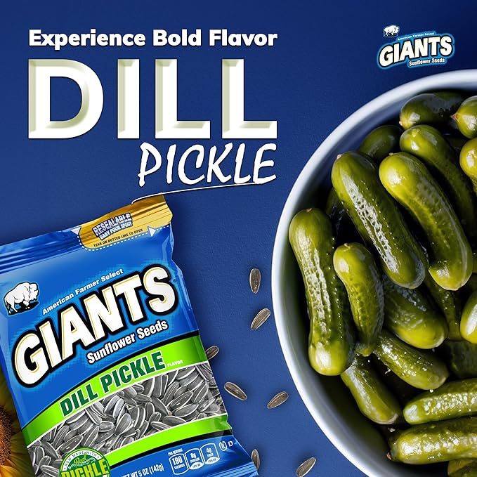 GIANTS Dill Pickle Sunflower Seeds - Sunflower Seeds Bulk, Big Sunflower Seeds to Eat, Roasted