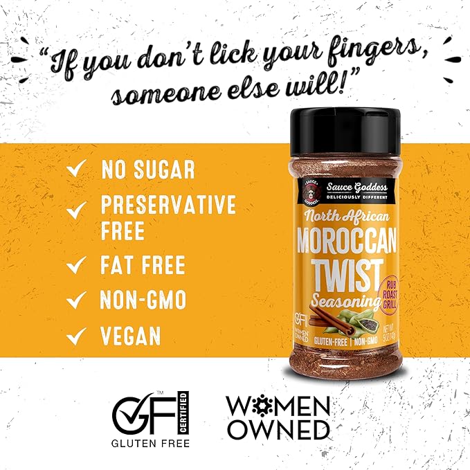 Sauce Goddess - Moroccan Twist Spice Shaker - Exotic Blend with Cardamom & Cinnamon, No Sugar