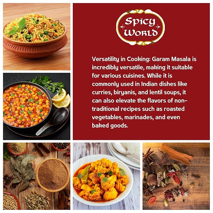 Spicy World Garam Masala Powder 7-Ounce (15 Premium Spice Blend) | Salt Free, Vegan | Indian Origin