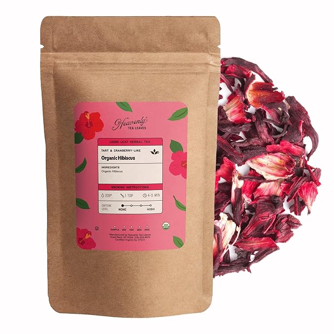 Heavenly Tea Leaves Organic Hibiscus, Loose Leaf Herbal Tea, 4 oz. (Approx. 50 Cups of Tea) ??Tart