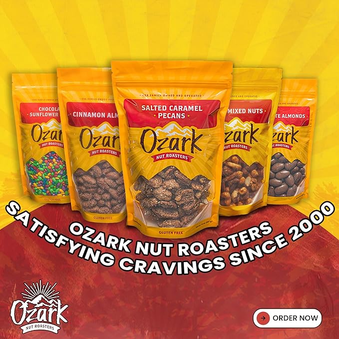 OZARK NUT ROASTERS, Salted Caramel Cashews, Flavored Snack Nuts, Gluten-Free Gourmet Candied