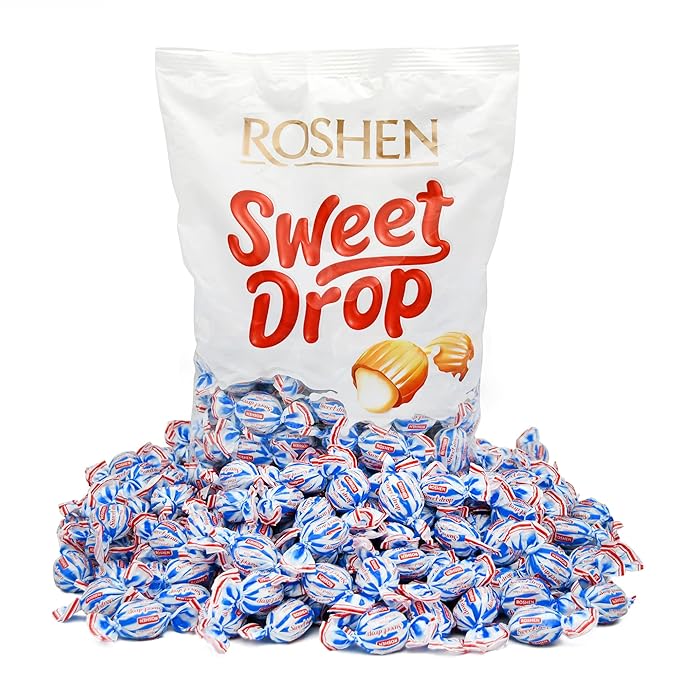 Roshen Caramel Candy Sweet Drop with Milky Filling, Kosher and Halal, Delicious, Flavorful Sweets