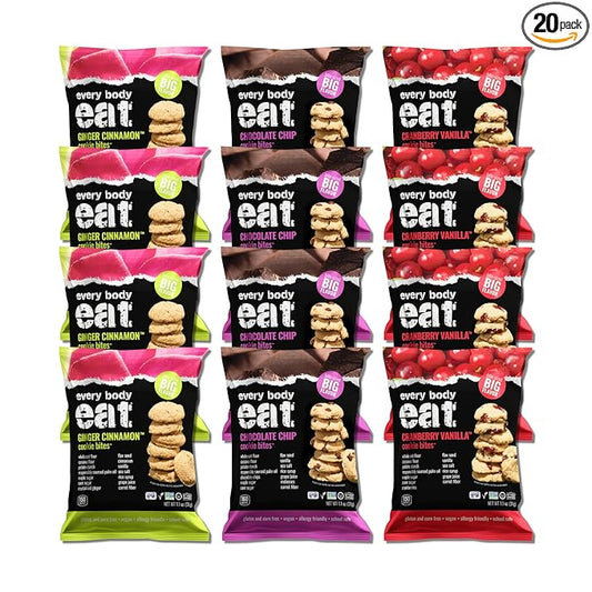 Every Body Eat Crunchy Cookie Bites, Gluten & Dairy Free, Vegan, School Safe Lunch Snacks, Single