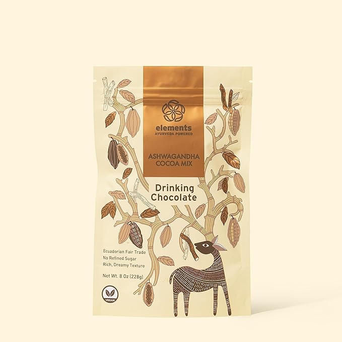 Elements Truffles Ashwagandha Dark Hot Chocolate -Heavy Metal Tested- All-Natural, Handmade, Dark