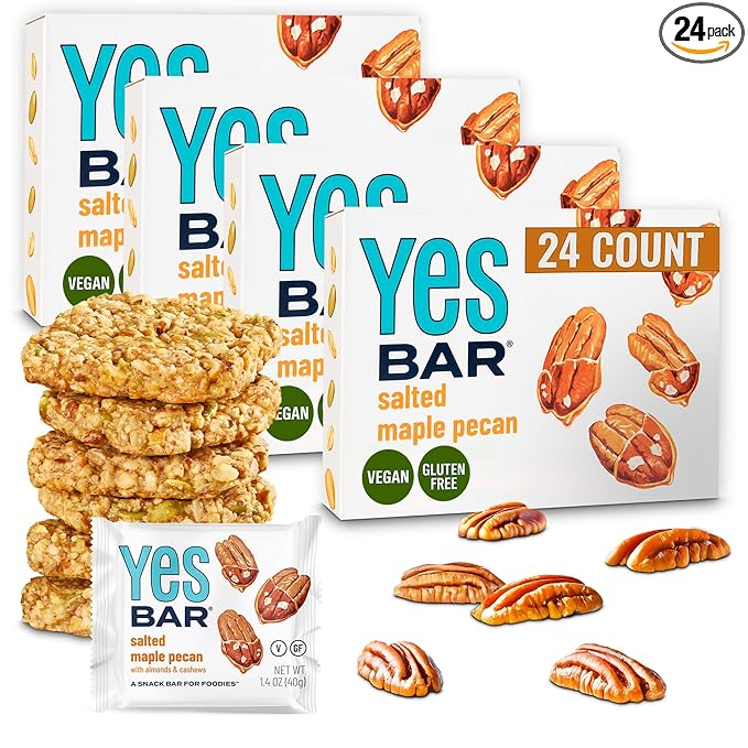The YES Bar ??Salted Maple Pecan ??Plant Based Protein, Decadent Snack Bar ??Vegan, Paleo, Gluten