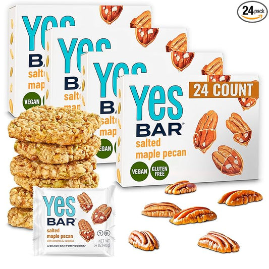 The YES Bar ??Salted Maple Pecan ??Plant Based Protein, Decadent Snack Bar ??Vegan, Paleo, Gluten