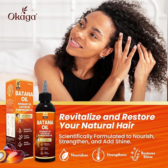 Batana Oil for Hair Growth with Rosemary, Castor, and Pumpkin Seed Oils, 100% Pure Unrefined