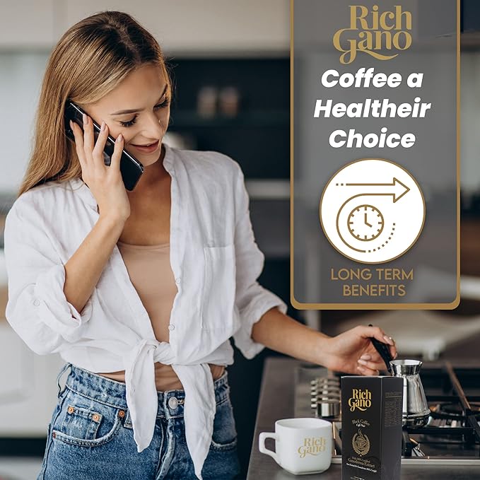 Rich Gano Reishi Mushroom Coffee – (10 Boxes of 30 Sachets) Black Coffee with Ganoderma Extract