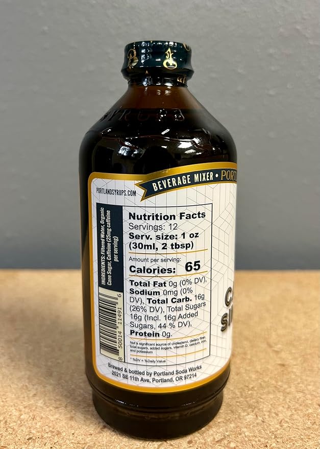 Portland Syrups - Caffeinated Simple Syrup - Premium Beverage Concentrate for a Boost of Clean