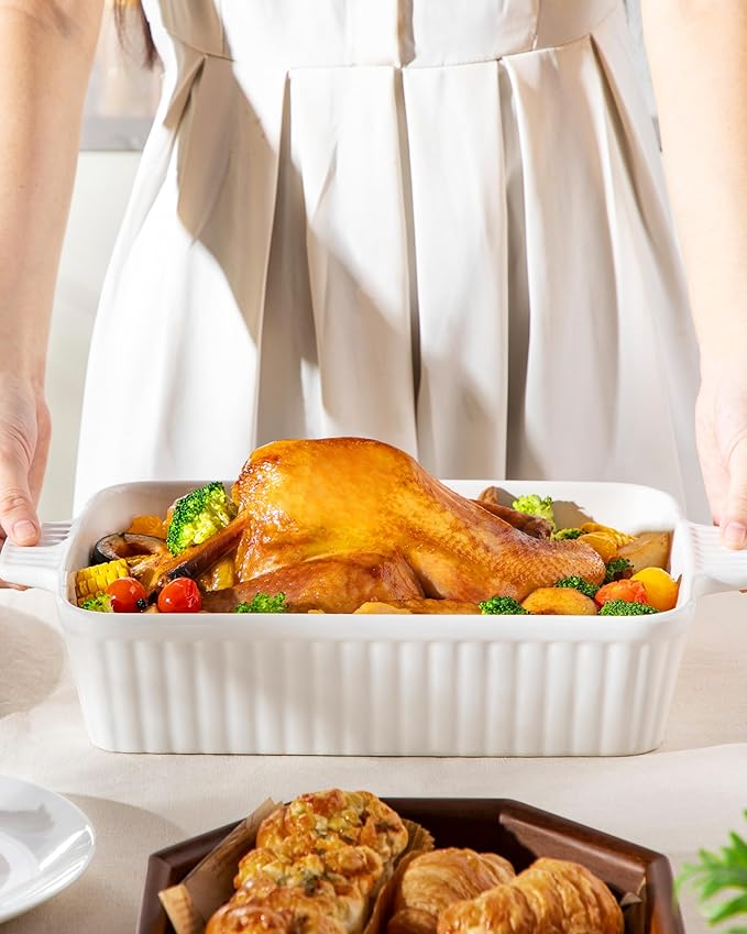 MALACASA 4.4 QT Baking Dish, 9x13 Large Casserole Dish for Oven, Ceramic Baking Pan, Rectangular