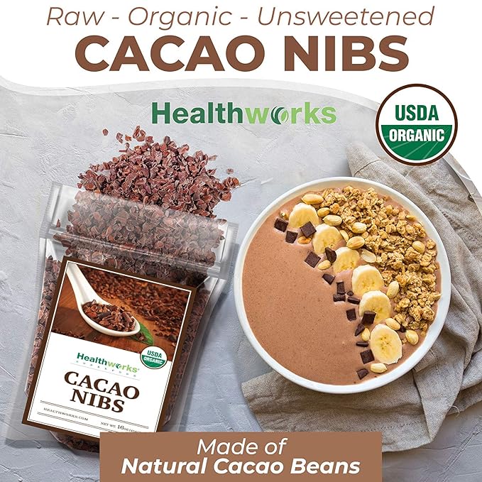 Healthworks Superfoods Cacao Nibs Organic - 16 Oz / 1 Lb - Criollo Bean - Raw Unsweetened Chocolate