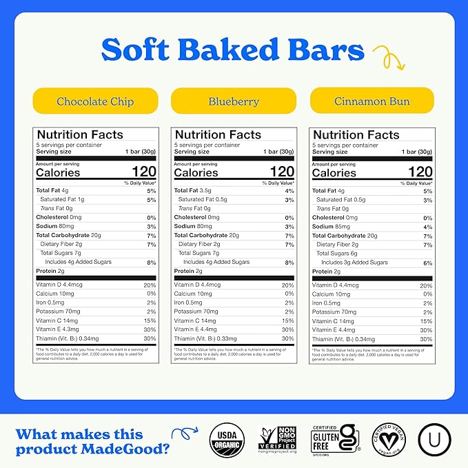 MadeGood Mornings Soft-Baked Oat Bars Variety Pack (Variety)