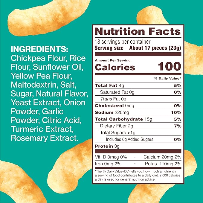 Hippeas Chickpea Puffs, Vegan White Cheddar, 0.8 Ounce (Pack of 18), 3g Protein, 2g Fiber, Vegan