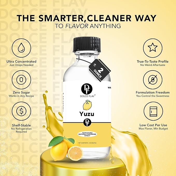 Dolce Flav Natural Yuzu Flavoring ??Bright, Citrusy Japanese Lemon-Grapefruit Taste | 2 oz Extract