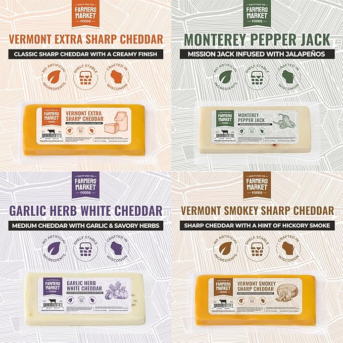 Farmers Market, Gluten Free, Keto, Paleo, Low Sodium, Zero Sugar, Wisconsin Cheese Gift Sets