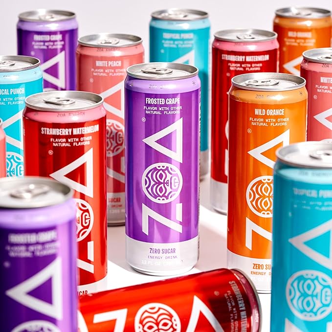 ZOA Zero Sugar Energy Drinks, Wild Orange - Sugar Free with Electrolytes, Healthy Vitamin C, Amino