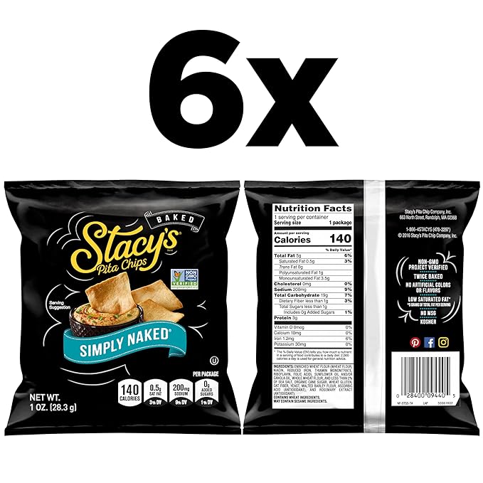 Stacy's Pita Chips, Simply Naked, 6 Count