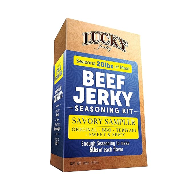 Lucky Jerky Ultimate Savory DIY Seasoning Kit - Makes 20lbs Total with 4 Flavors - Original, BBQ