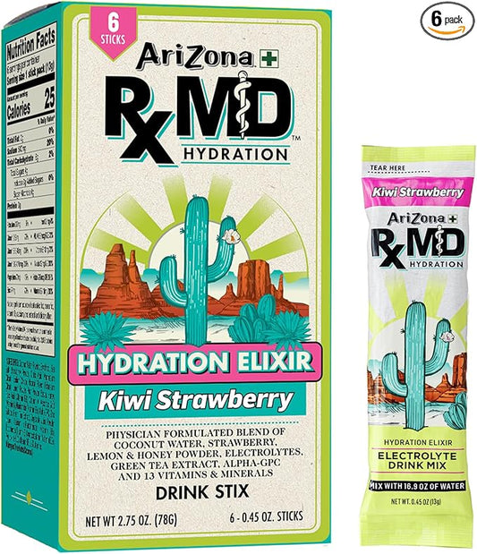 Arizona Rx MD Hydration Kiwi Strawberry - Drink Mix - 920mg of Electrolytes - 0.45 oz Powder Sticks