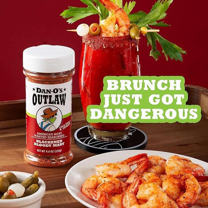Dan-O's Outlaws Blackened Bloody Mary Seasoning, 9 oz Bottle, All Purpose Seasoning for Chicken