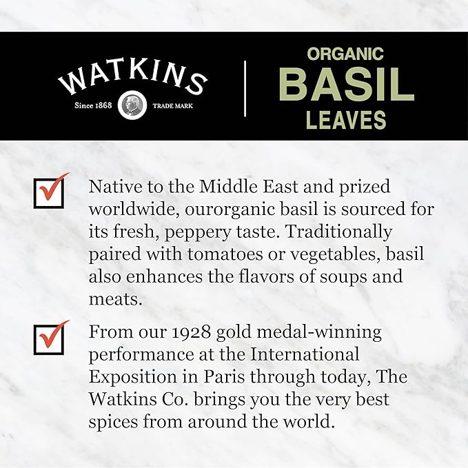 Watkins Gourmet Spice, Organic Basil, Bulk Food Service Size, 4.9 oz (Pack of 1)