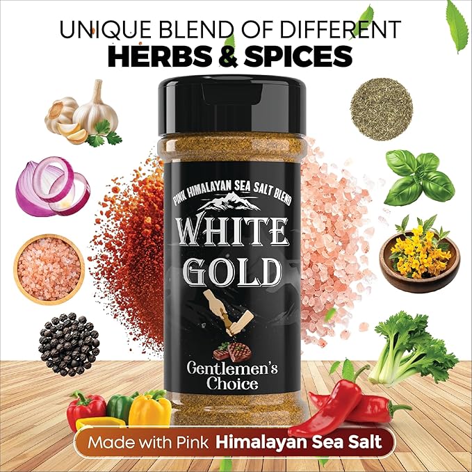 White Gold Seasoning - Gentlemen's Choice Pink Himalayan Sea Salt Blend - Gourmet All Purpose