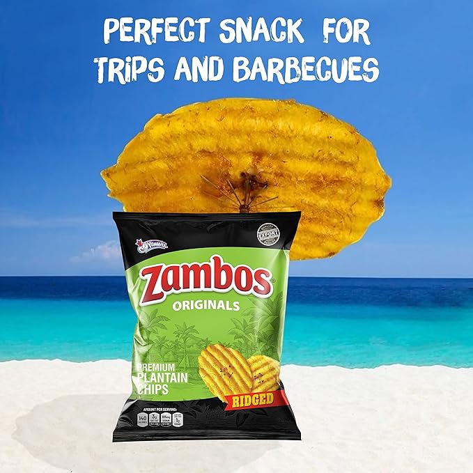 Zambos Plantain Chips Original, Ridged (Pack of 4)