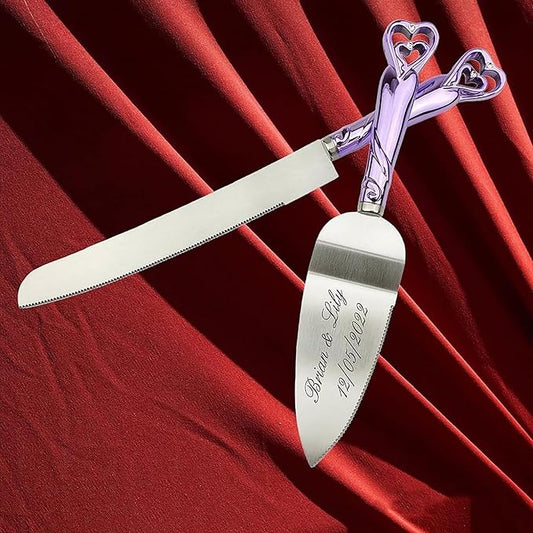 GIFTS INFINITY Personalized Wedding Cake Knife and Server Set Free Engraving - Valentine's