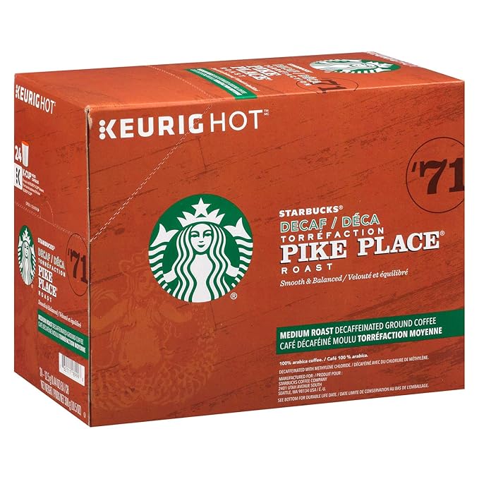 Starbucks K-Cup Coffee Pods, Medium Roast Coffee, Decaf Pike Place Roast, 100% Arabica, 4 boxes (96