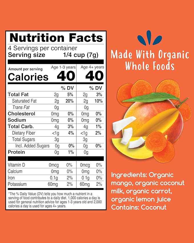 Amara Smoothie Melts - Mango Carrot - Baby Snacks Made With Fruits and Vegetables - Healthy Toddler
