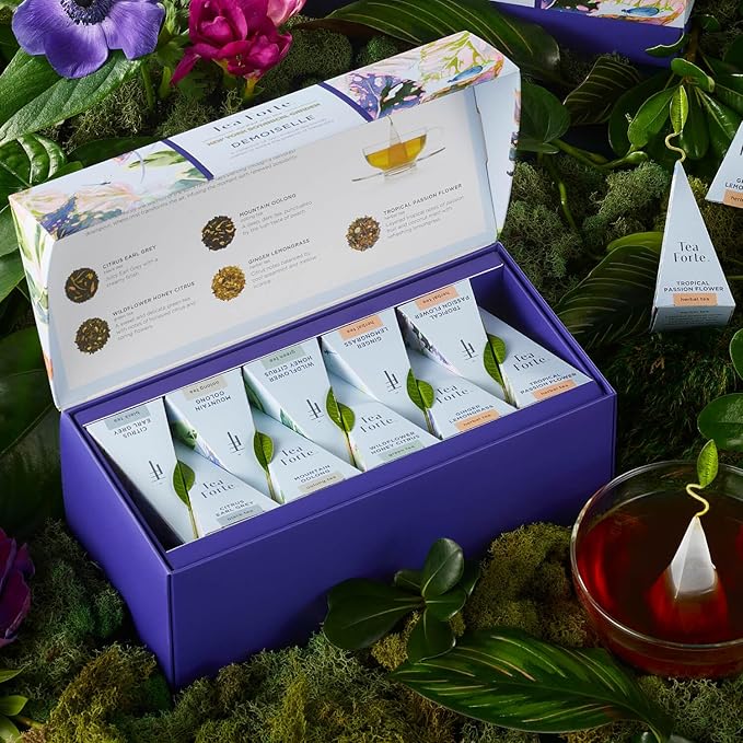 Tea Forte Demoiselle Premium Tea Presentation Box Tea Gift Sampler, 20 Count, 2 of Each Variety