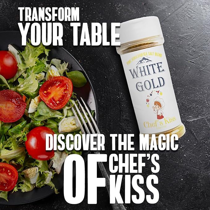 White Gold Chef’s Kiss All Purpose Seasoning with Pink Himalayan Sea Salt - Gourmet Seasoned Salt