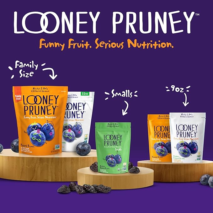 Looney Pruney Smalls Fruit Snacks | Naturally Sweet Bite-Sized Prunes | Organic Fruit Snack Packs