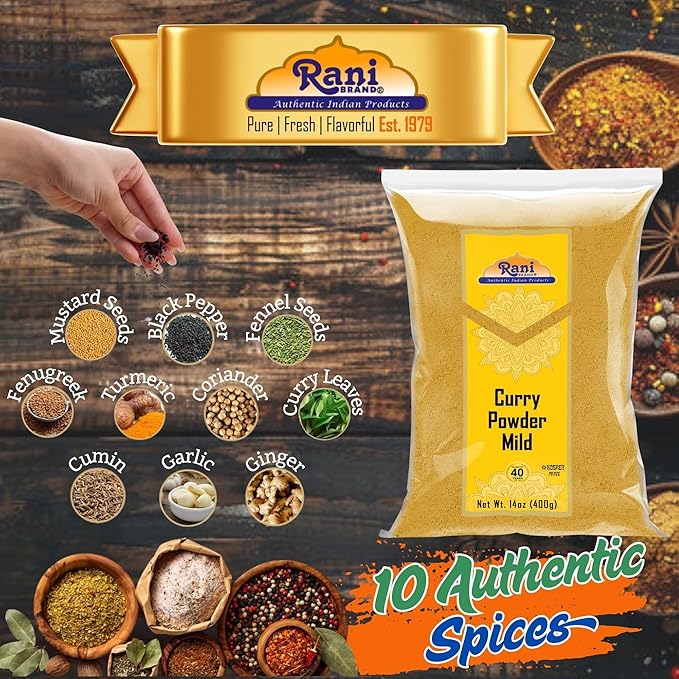 Rani Curry Powder Mild (10-Spice Authentic Indian Blend) 14oz (400g) ~ All Natural | Salt-Free | NO