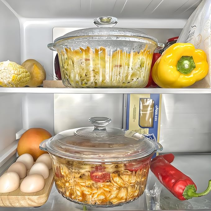 Round Glass Casserole Baking Dish With Lid, Borosilicate Glass, 1.6QT Small Glass Casserole Dish