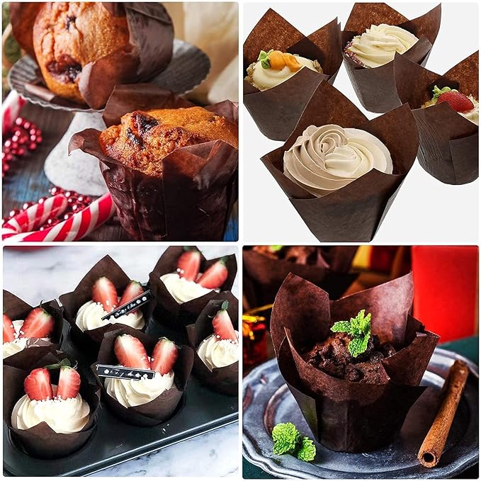 200PACK Tulip Baking Paper Cups Cupcake Liners Baking Cups Muffin Wrappers Greaseproof Paper