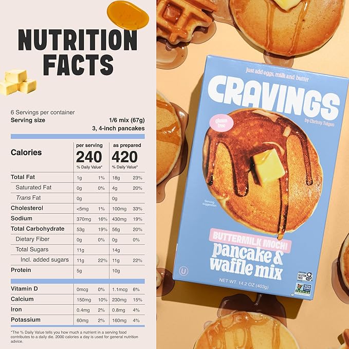 Cravings by Chrissy Teigen Pancake and Waffle Mix, Gluten free, Buttermilk Mochi Pancake & Waffle