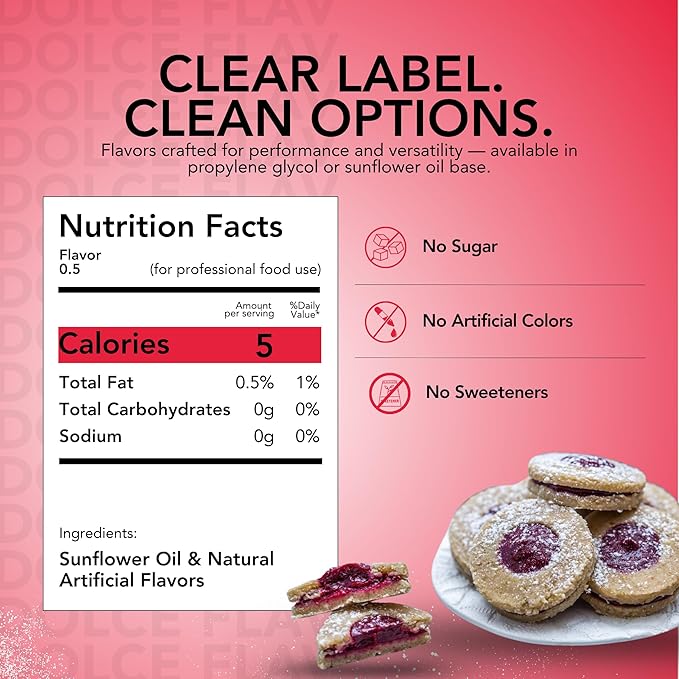 Dolce Flav Raspberry Extract ??2 Ounce Oil-Soluble Kosher, Sugar-Free, Concentrated Raspberry