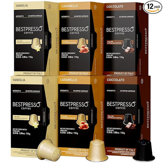 Bestpresso Coffee for Nespresso Original Machine 120 Aluminum pods Certified Genuine Espresso