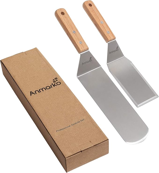 Metal Spatula Set - Griddle Long Spatula - Teppanyaki spatulas - Griddle Scraper and Pancake